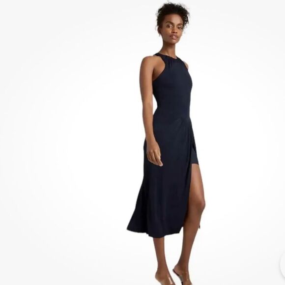NWT Cinq A Sept | Lezlie Stretch Jersey Sleeveless Midnight Blue Midi Dress 2 - Picture 3 of 13